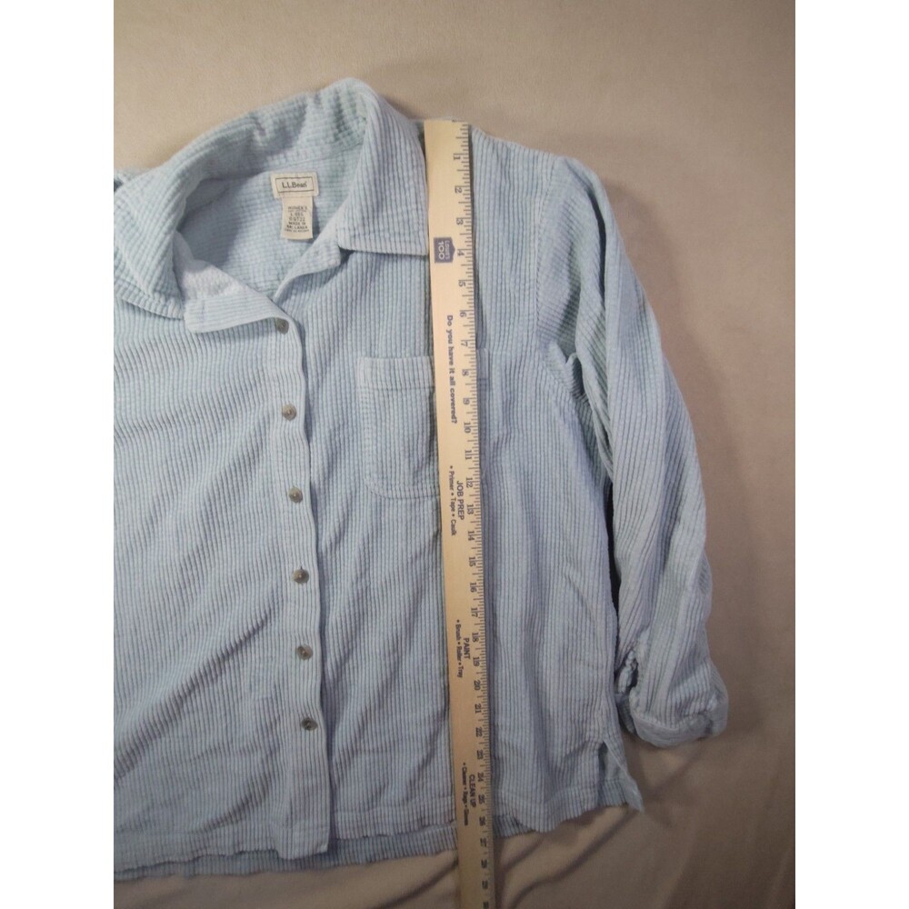 Large Vintage LL Bean Shacket Corduroy Pastel Blue 90s Y2K  Shirt Cotton - Picture 9 of 10